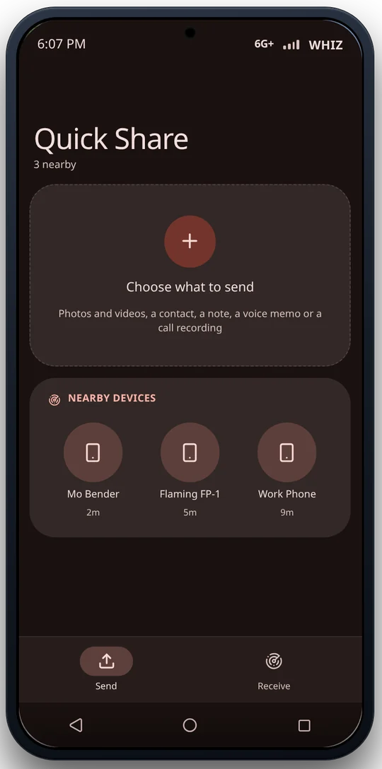 Quick Share with nearby devices