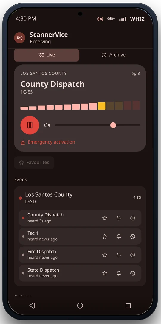 ScannerVice receiving County Dispatch
