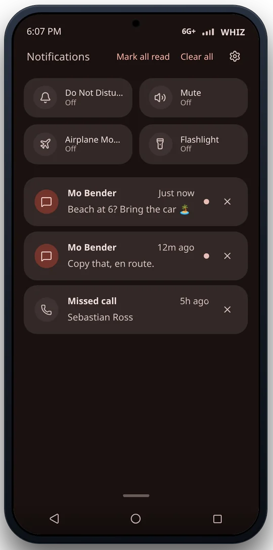 Notification shade