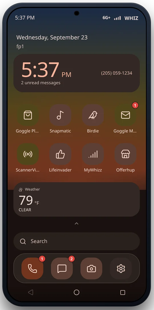 Vinewood theme with at-a-glance and weather widgets